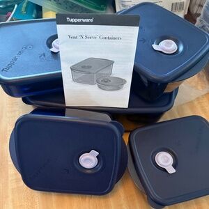 Tupperware Vent N Serve Large Deep Rectangular 3¾qt. Container set